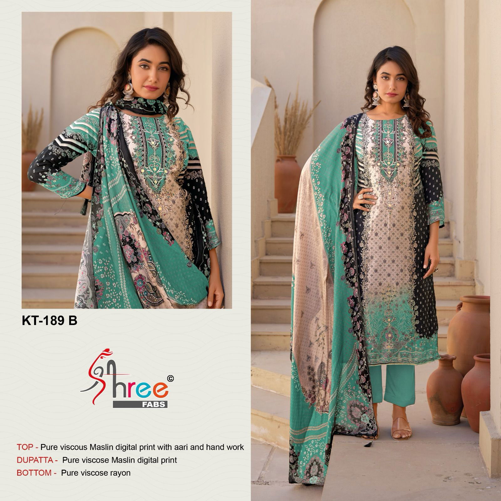 Kt 189 By Shree Fabs Viscose Printed Designer Salwar Suits Exporters In India